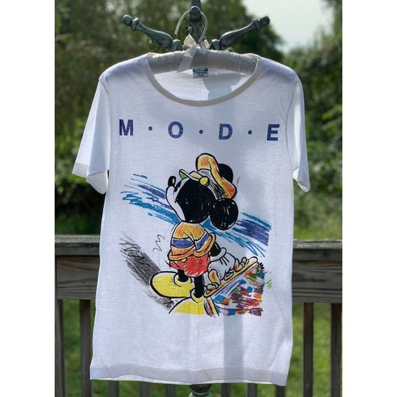 Vtg 1980s DISNEY CHARACTER FASHIONS MICKEY MOUSE MODE T-Shirt Medium Suitcase - Picture 7 of 10